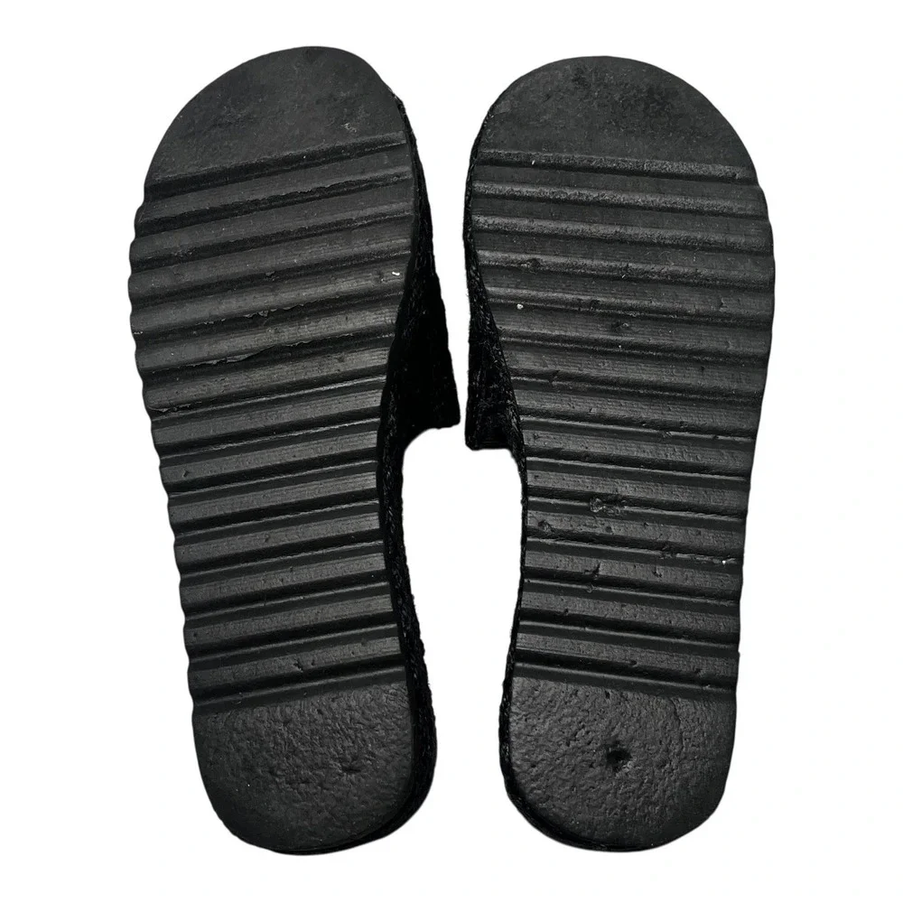 BEACH by Matisse Black Jute Platform Espadrille Slides Women's Size 9